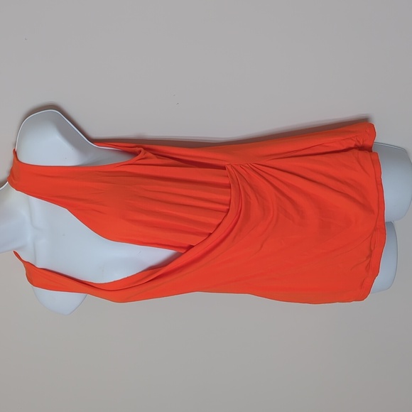 Saks Fifth Avenue Black Label Orange Plunge Neck Sleeveless Blouse Size M - Picture 3 of 9
